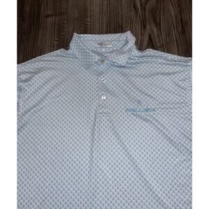 Peter Millar Summer Comfort Golf Polo Shirt Large Blue Skulls All Over POW WOW